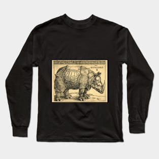 Durer Rhinoceros antique grunge style Long Sleeve T-Shirt